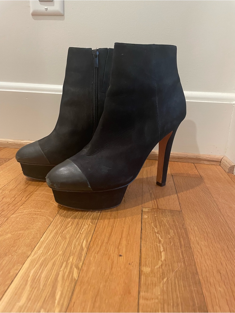 Loeffler Randall Black Suede Platform Ankle Boots